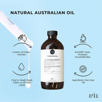 Orku 1L Pure Emu Oil - Natural Undiluted Australian Dromaius Novaehollandiae