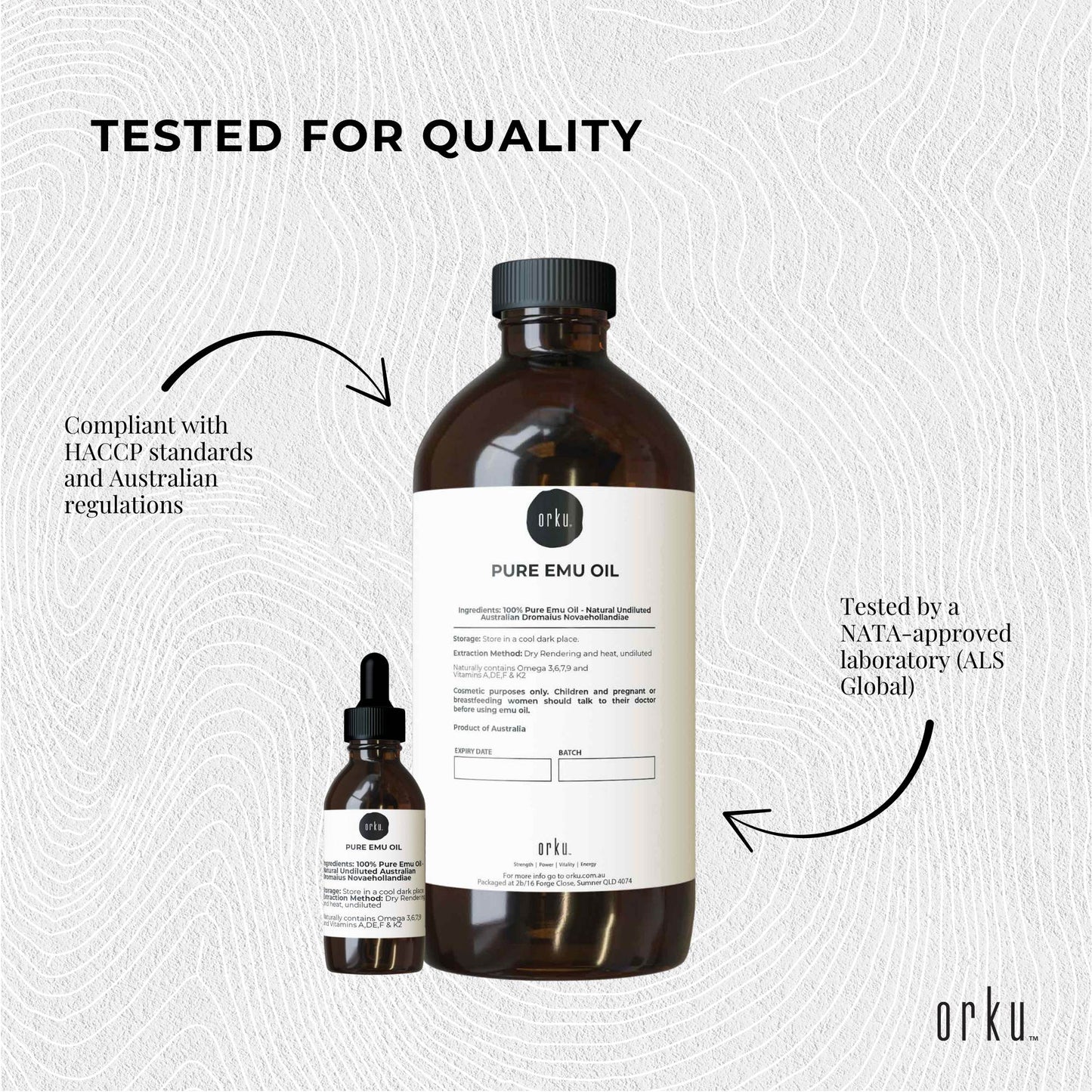 Orku 1L Pure Emu Oil + Bonus 25ml Bottle - Australian Dromaius Novaehollandiae