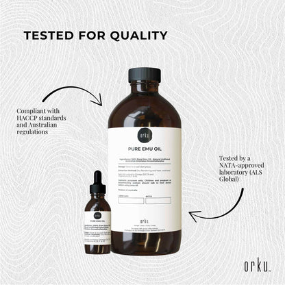 Orku 1L Pure Emu Oil + Bonus 25ml Bottle - Australian Dromaius Novaehollandiae