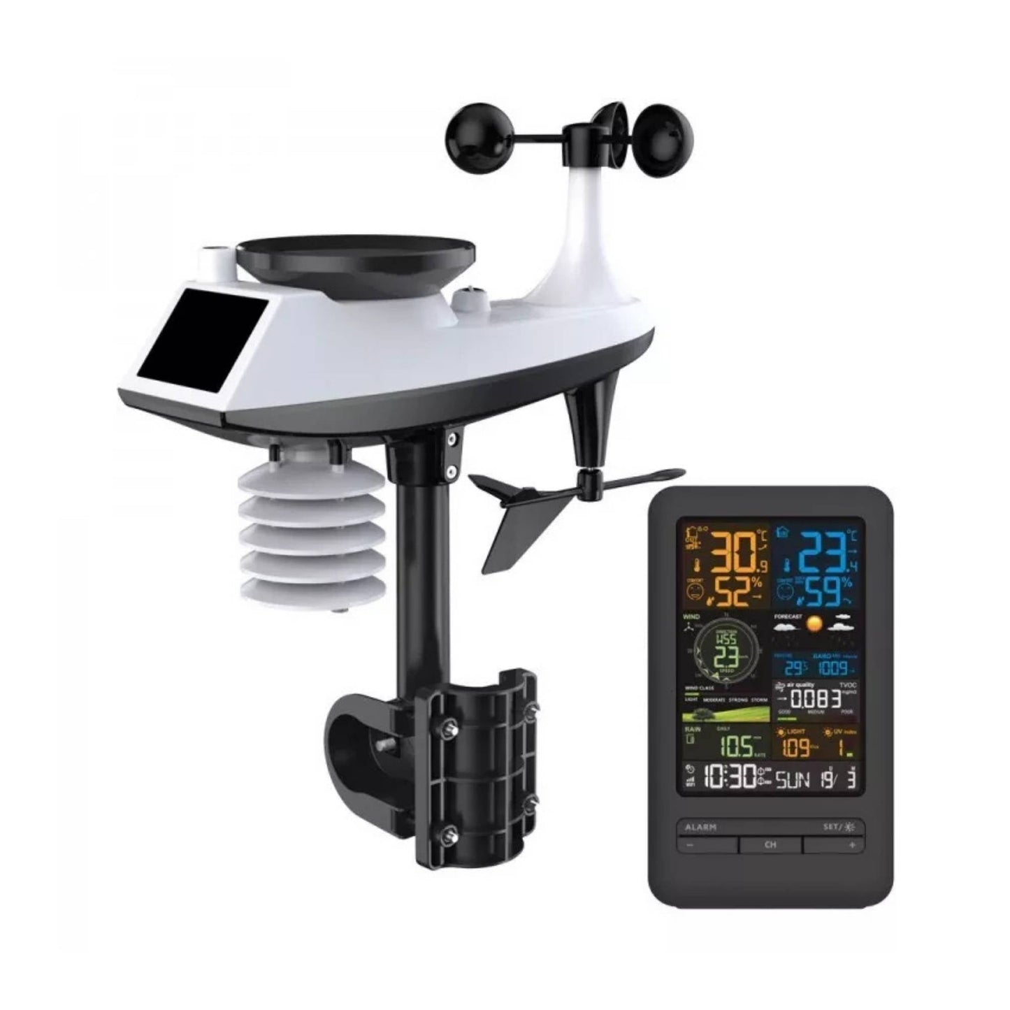 Tooleroo Wireless 7-in-1 Smart Weather Station with WiFi Bluetooth, TUYA App, Outdoor Sensor