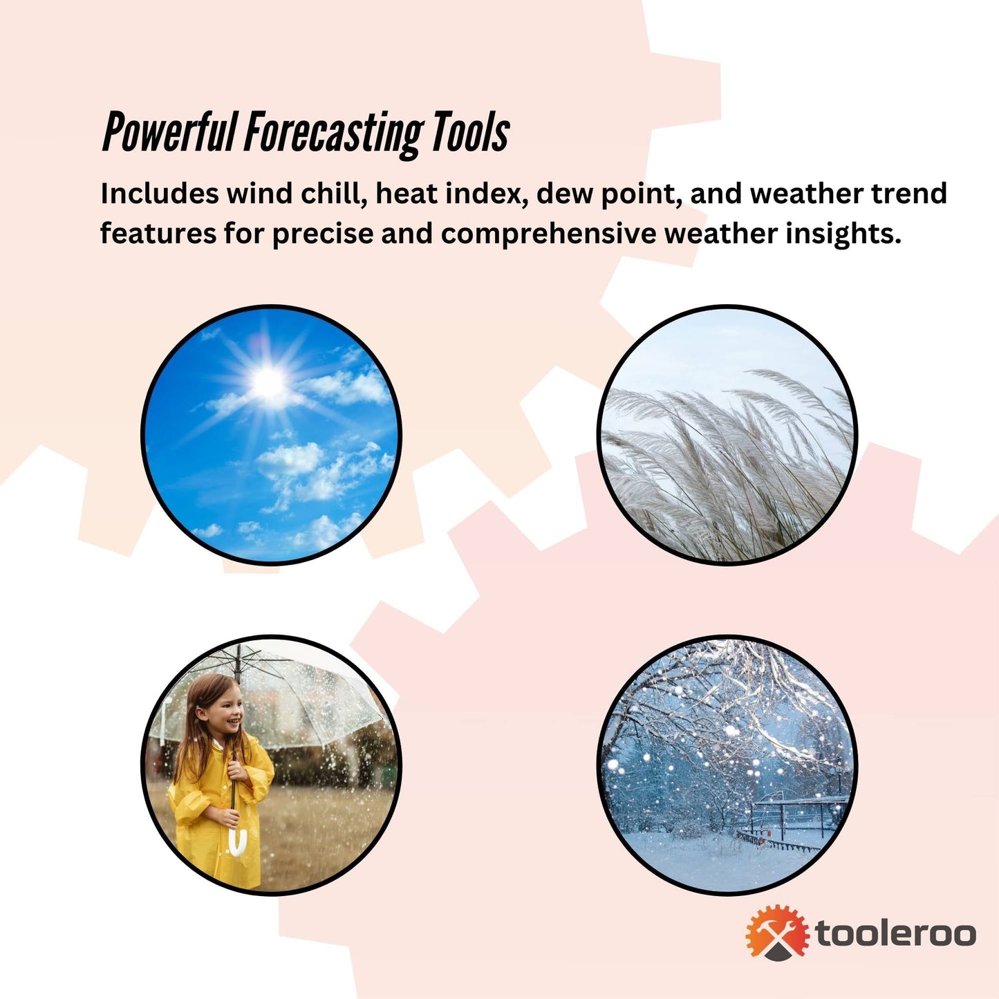 Tooleroo Wireless 7-in-1 Smart Weather Station with WiFi Bluetooth, TUYA App, Outdoor Sensor