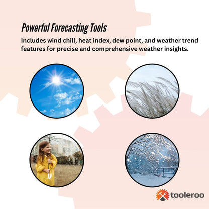 Tooleroo Wireless 7-in-1 Smart Weather Station with WiFi Bluetooth, TUYA App, Outdoor Sensor