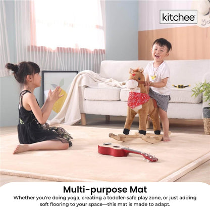 Kitchee Kids Foam Floor Play Mat 200x200cm – Padded Thick Soft Tatami Style Cream