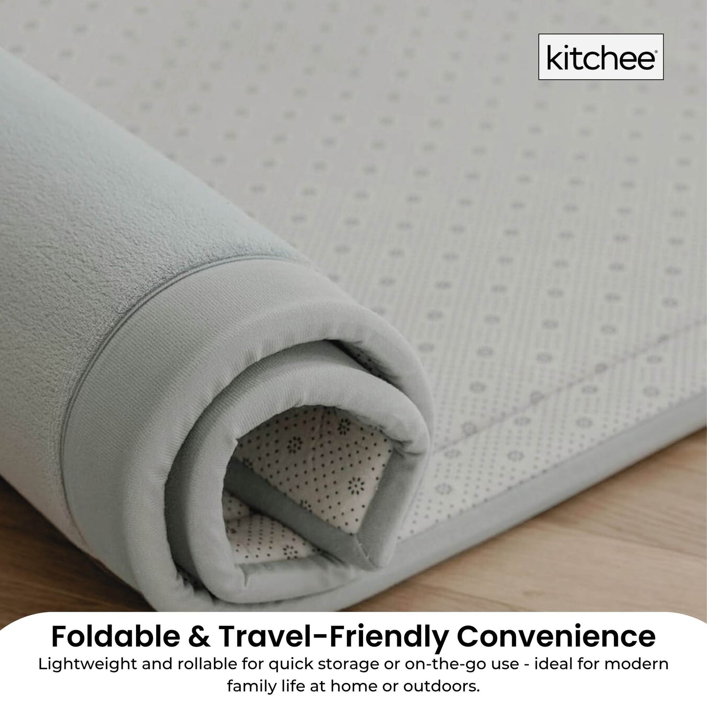 Kitchee Kids Foam Floor Play Mat 200x200cm – Padded Thick Soft Tatami Style Grey