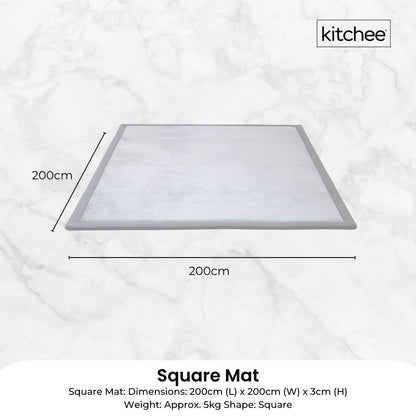 Kitchee Kids Foam Floor Play Mat 200x200cm – Padded Thick Soft Tatami Style Grey