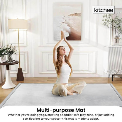 Kitchee Kids Foam Floor Play Mat 200x200cm – Padded Thick Soft Tatami Style Grey