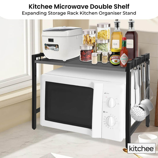 Kitchee Microwave Single Shelf - Expanding Storage Rack Kitchen Organiser Stand – view 2 - Auzzistore