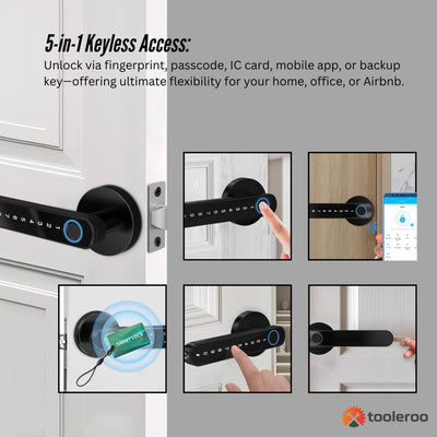 Tooleroo Digital Smart Door Lock Handle - 5in1 Keypad Home Entry Security System