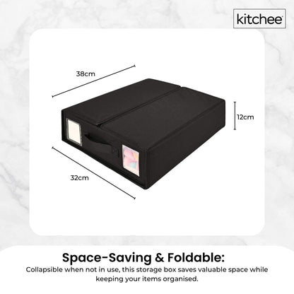 1x Kitchee Foldable Bed Sheet Storage Box – Linen & Closet Organiser Black