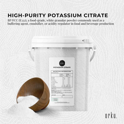 Orku1.3Kg Potassium Citrate Food Grade Tub - Granular BP USP FCC E332 Additive