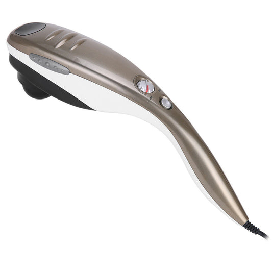 Champagne Handheld Body Massager - 6 Heads, Adjustable Speeds, Ergonomic Design, 28W Power