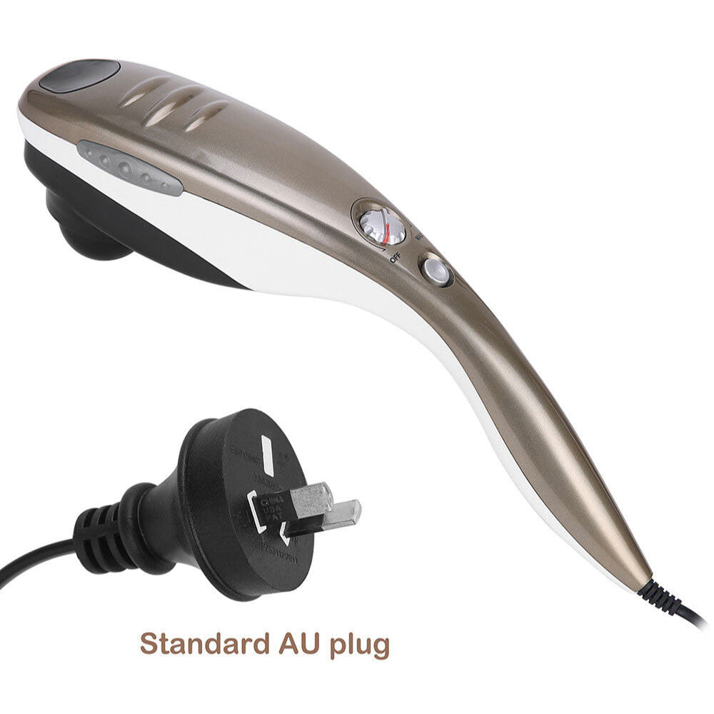 Champagne Handheld Body Massager - 6 Heads, Adjustable Speeds, Ergonomic Design, 28W Power