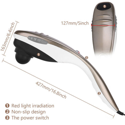Champagne Handheld Body Massager - 6 Heads, Adjustable Speeds, Ergonomic Design, 28W Power