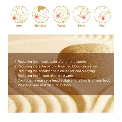 Champagne Handheld Body Massager - 6 Heads, Adjustable Speeds, Ergonomic Design, 28W Power