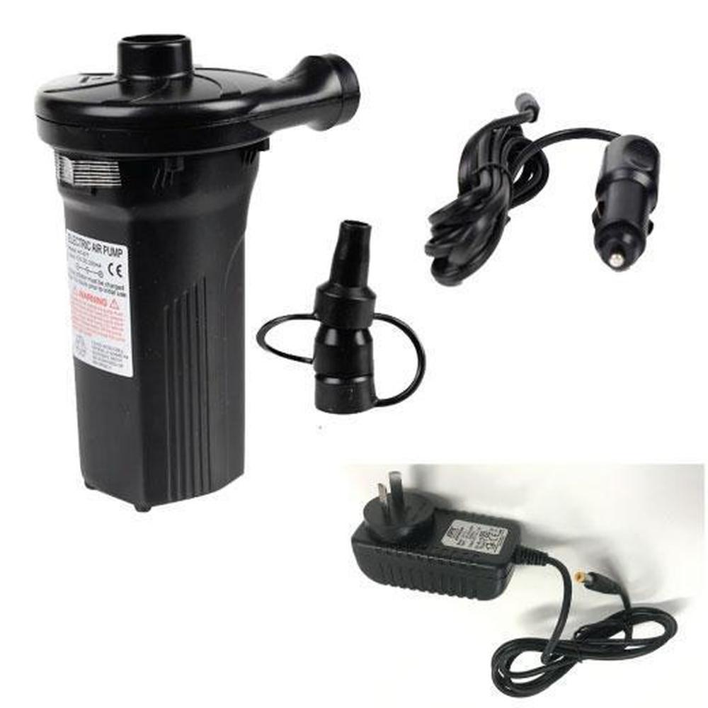 Rechargeable Electric AC DC Air Pump HS-218 - Inflator Deflator with AU Plug & Car Lighter, 3 Nozzles, 275 L/min