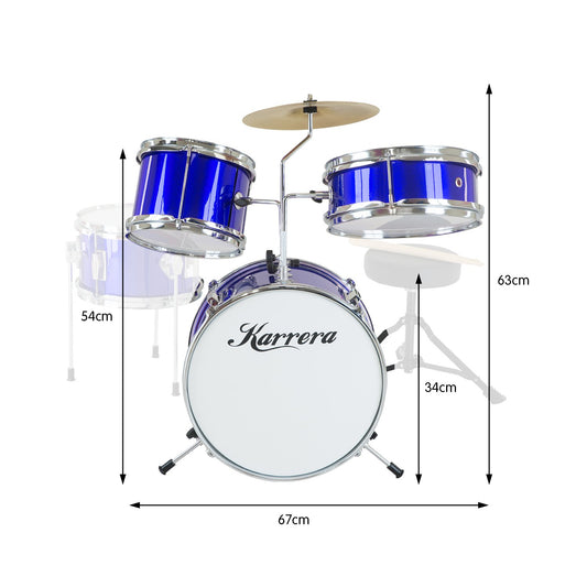 Karrera Children's 4pc Drum Kit - Blue – view 2 - Auzzistore