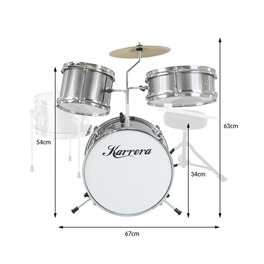 Karrera Childrens 4pc Drum Kit - Silver – view 2 - Auzzistore