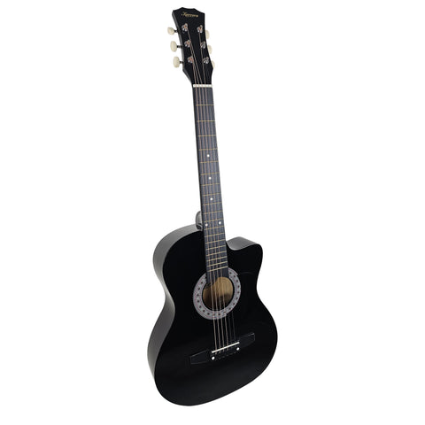 Karrera 38in Cutaway Acoustic Guitar with guitar bag - Black - Auzzistore