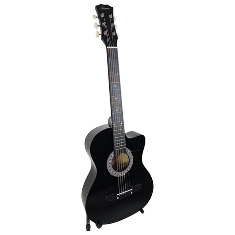 Karrera 38in Pro Cutaway Acoustic Guitar with Carry Bag - Black - Auzzistore