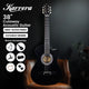 Karrera 38in Pro Cutaway Acoustic Guitar with Carry Bag - Black – view 3