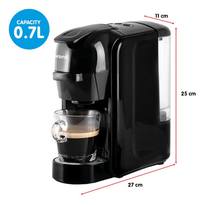 Pronti HomeMaid 3-in-1 Coffee Machine Multi-Capsule Pods and Ground Coffee Nespresso & Caffitaly Compatible CM-511HM