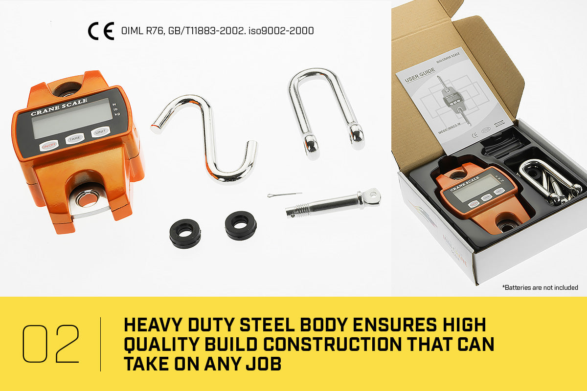 Kartrite 300kg Crane Scale V240-CRS-PTH-300, LED Display, Stainless Steel, 360° Hook