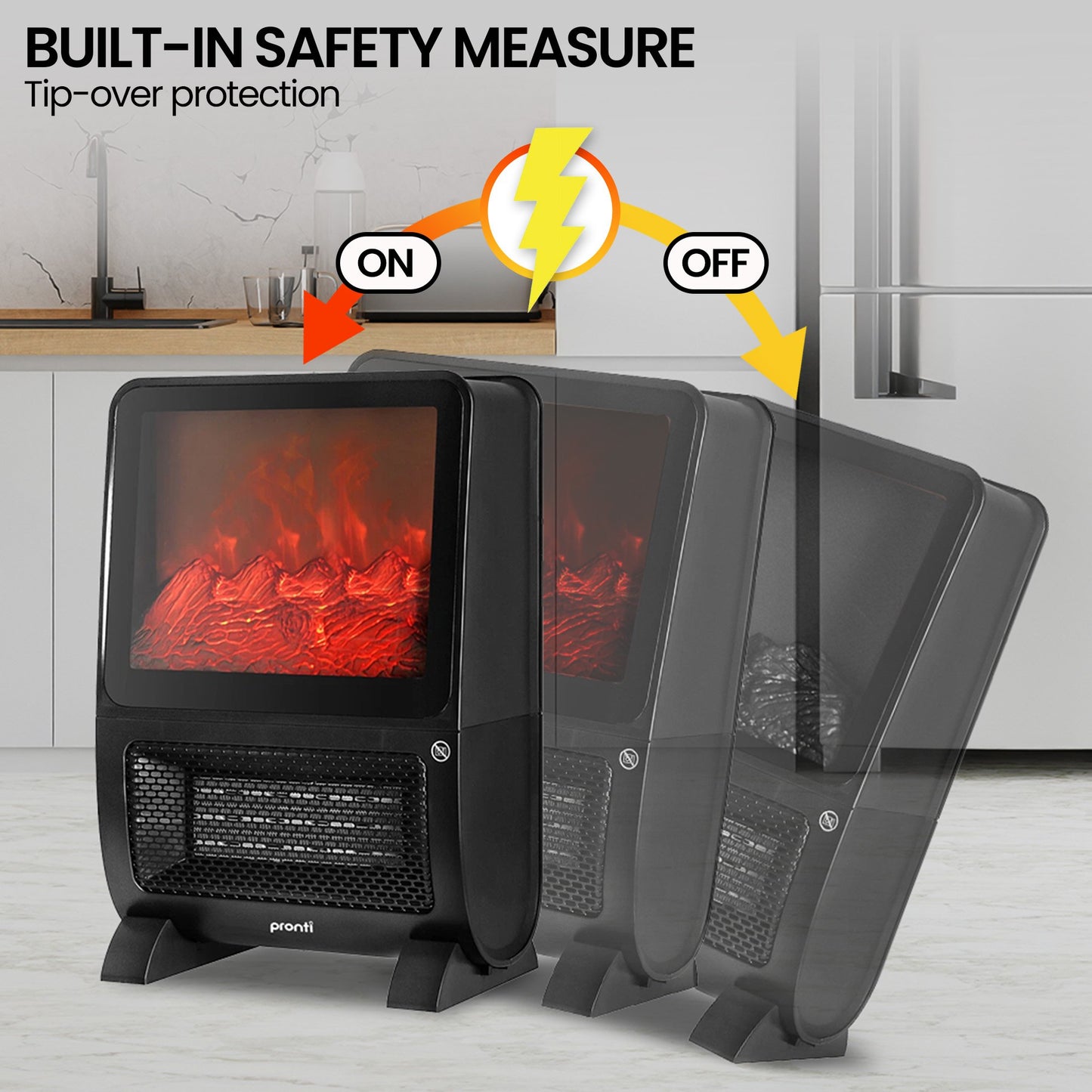 2000W 3D Fire PTC Electric Portable Room Heater