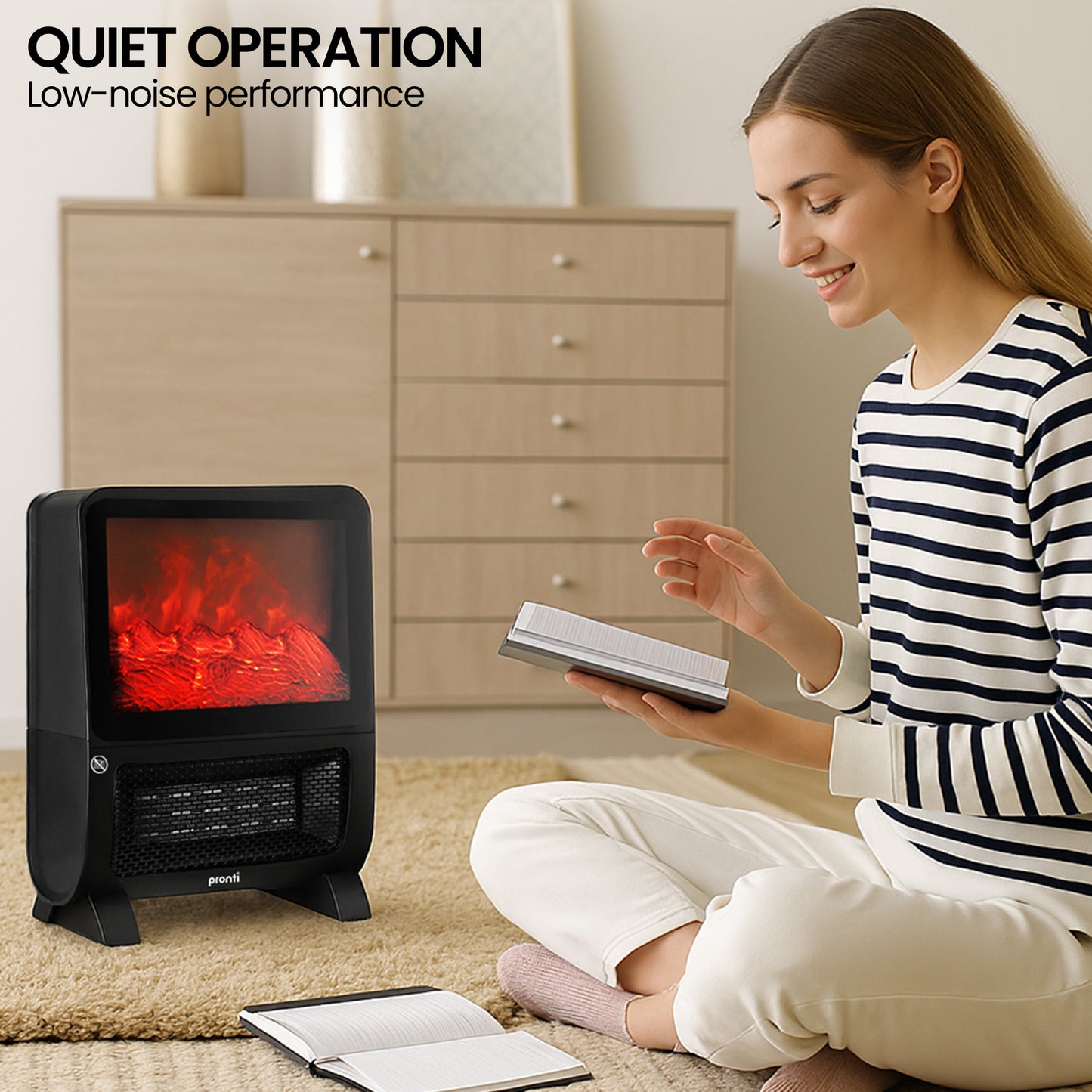 2000W 3D Fire PTC Electric Portable Room Heater