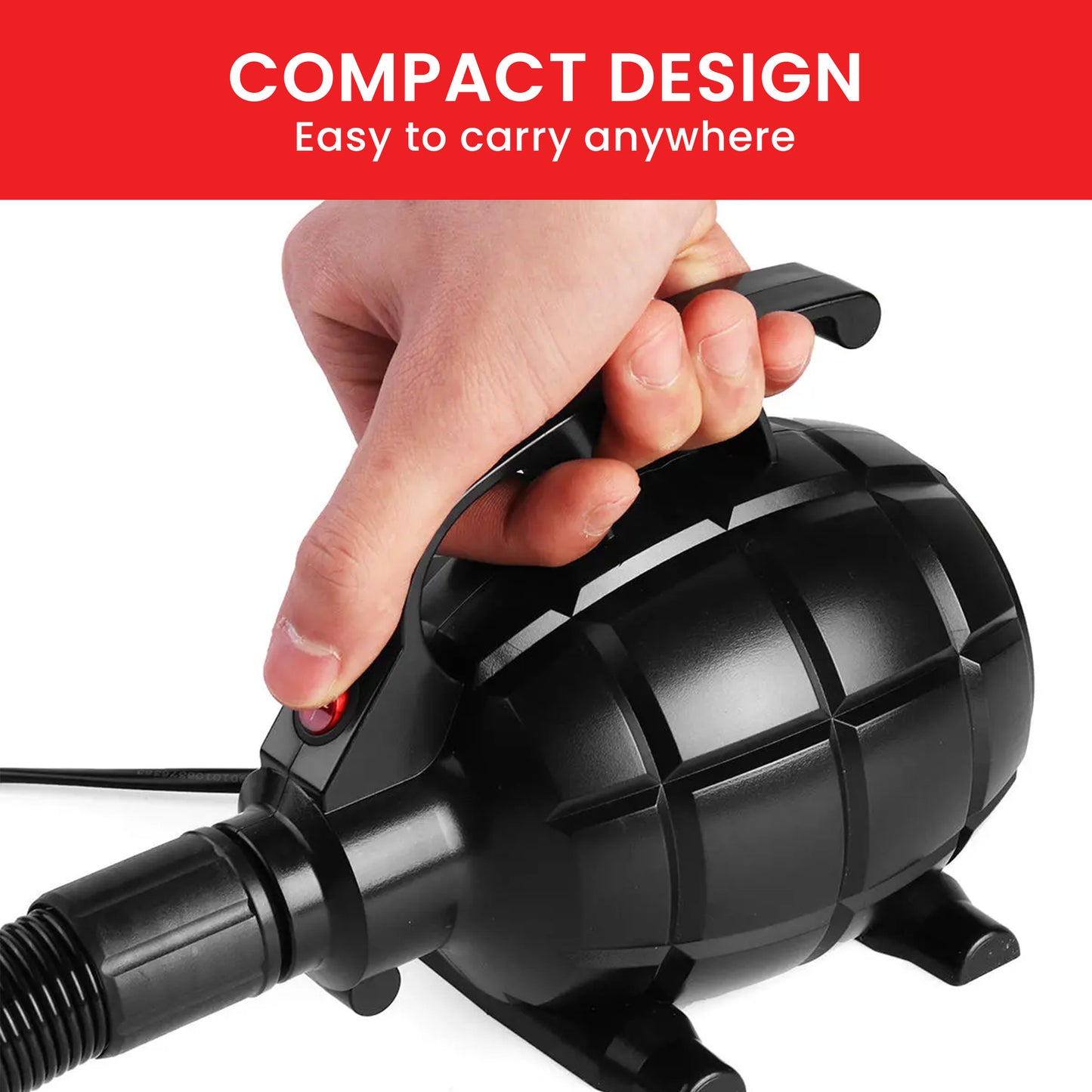 Powertrain 500W Electric Air Pump V240-IFP-HXG-SS-103 for Air Beds, Rafts, Pool Toys - 3 Nozzles, Rapid Inflation