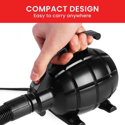 Powertrain 500W Electric Air Pump V240-IFP-HXG-SS-103 for Air Beds, Rafts, Pool Toys - 3 Nozzles, Rapid Inflation