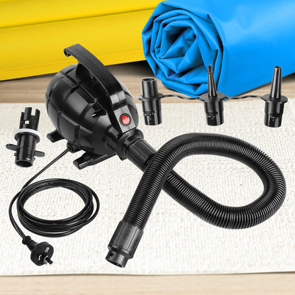 Powertrain 500W Electric Air Pump V240-IFP-HXG-SS-103 for Air Beds, Rafts, Pool Toys - 3 Nozzles, Rapid Inflation