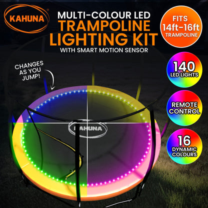 Kahuna LED Trampoline Lighting Kit 14m - 16 Colors, Motion Sensor, Remote, Weather-Resistant
