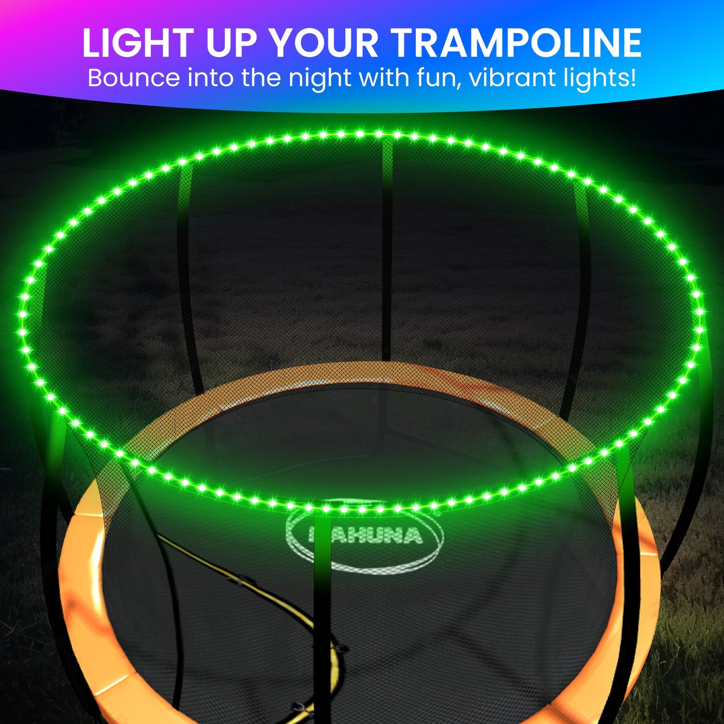 Kahuna LED Trampoline Lighting Kit 14m - 16 Colors, Motion Sensor, Remote, Weather-Resistant