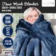 Laura Hill 800-gsm Faux Mink Throw Rug Blanket Queen Size Double-sided Large 220 X 240cm Heavy - Blue – view 5