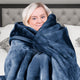 Laura Hill 800-gsm Faux Mink Throw Rug Blanket Queen Size Double-sided Large 220 X 240cm Heavy - Blue – view 9