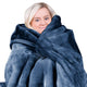 Laura Hill 800-gsm Faux Mink Throw Rug Blanket Queen Size Double-sided Large 220 X 240cm Heavy - Blue – view 10