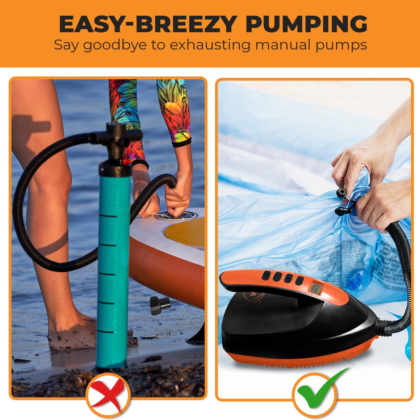 Kahuna Portable Electric Air Pump 12V, 16 PSI, 6 Nozzles, LCD Display, V240-PMP-KDO-781