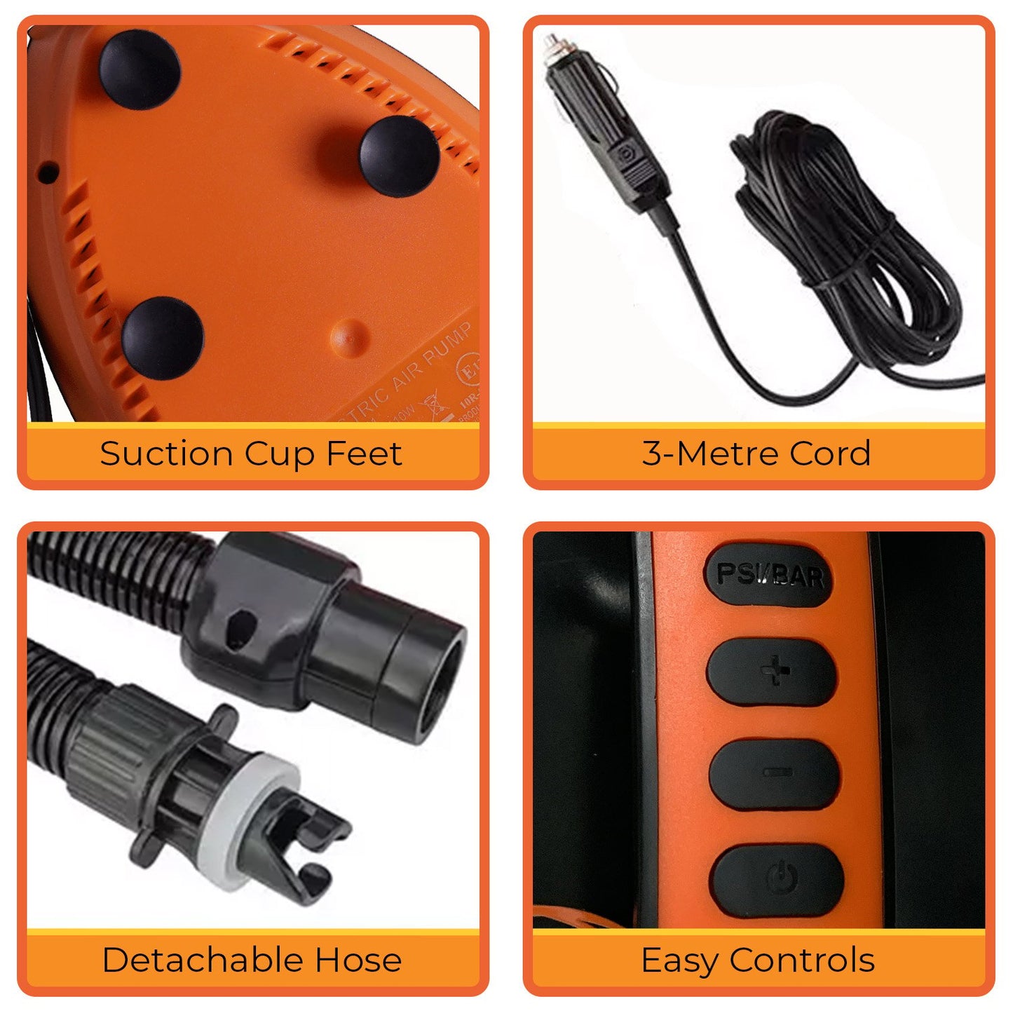 Kahuna Portable Electric Air Pump 12V, 16 PSI, 6 Nozzles, LCD Display, V240-PMP-KDO-781