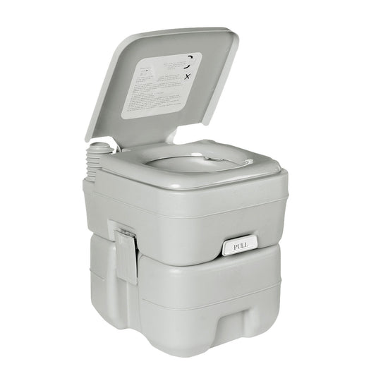 Wallaroo 20L Portable Toilet V240-PTL-MAS-20L-001, Press Flush Pump, Double-Sealed Valve, Durable PE/ABS