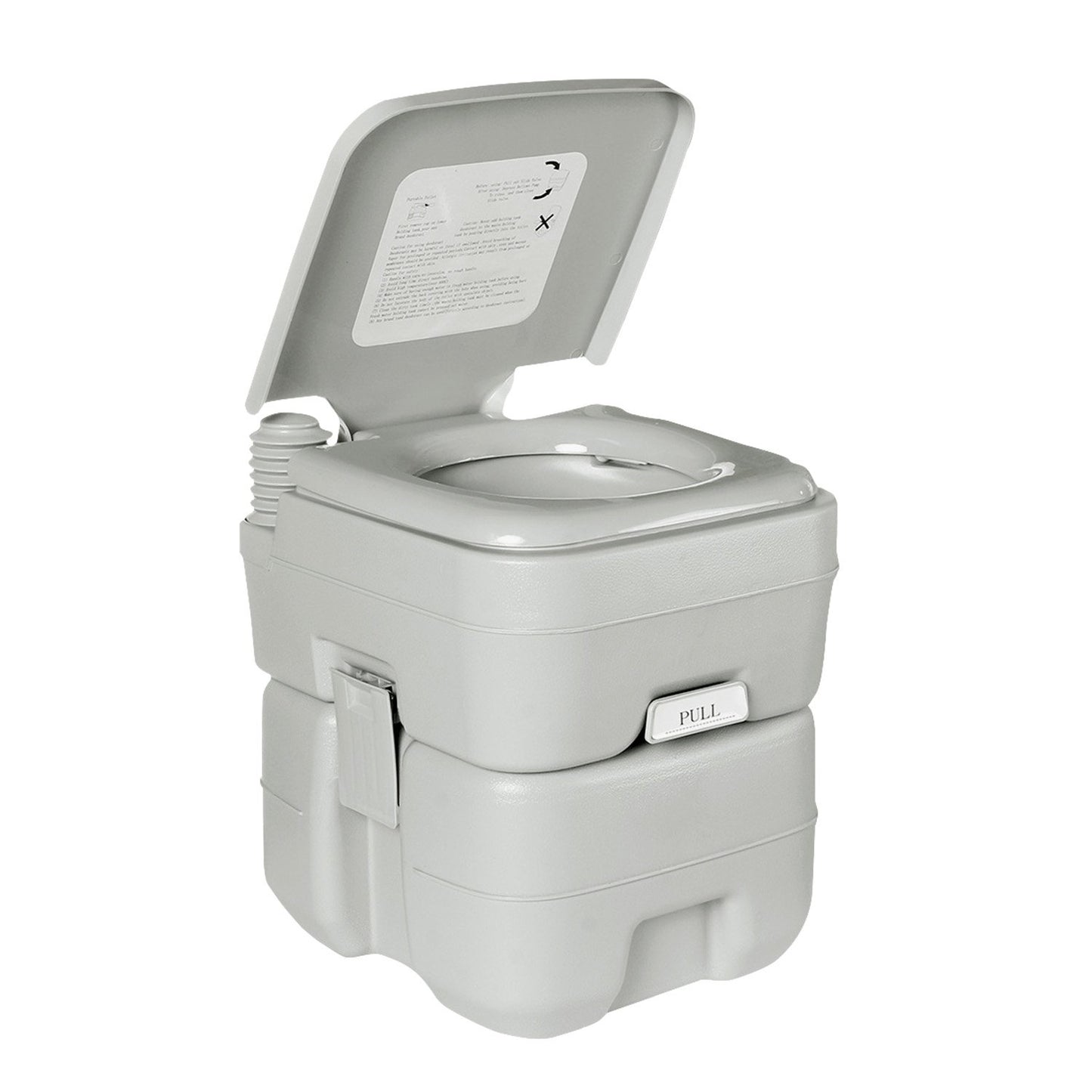 Wallaroo 20L Portable Toilet V240-PTL-MAS-20L-001, Press Flush Pump, Double-Sealed Valve, Durable PE/ABS