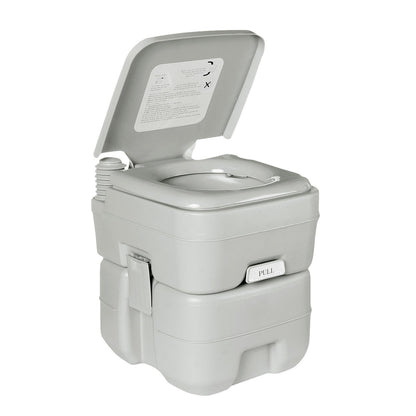 Wallaroo 20L Portable Toilet V240-PTL-MAS-20L-001, Press Flush Pump, Double-Sealed Valve, Durable PE/ABS