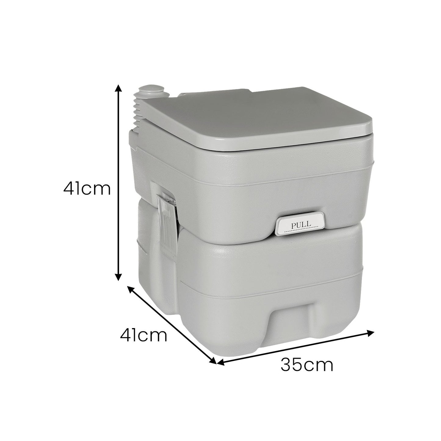 Wallaroo 20L Portable Toilet V240-PTL-MAS-20L-001, Press Flush Pump, Double-Sealed Valve, Durable PE/ABS