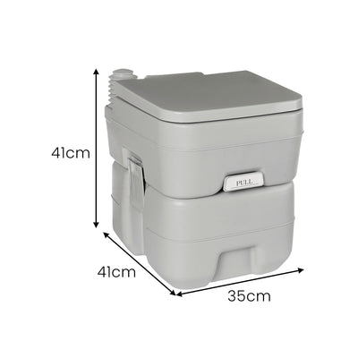 Wallaroo 20L Portable Toilet V240-PTL-MAS-20L-001, Press Flush Pump, Double-Sealed Valve, Durable PE/ABS