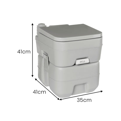Wallaroo 20L Portable Toilet V240-PTL-MAS-20L-001, Press Flush Pump, Double-Sealed Valve, Durable PE/ABS