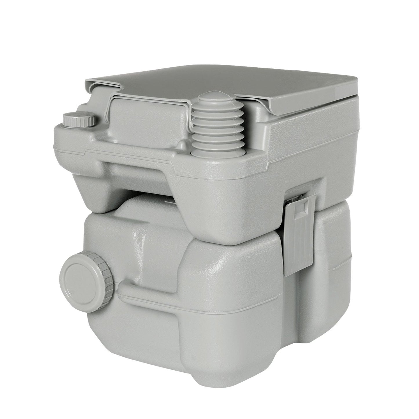 Wallaroo 20L Portable Toilet V240-PTL-MAS-20L-001, Press Flush Pump, Double-Sealed Valve, Durable PE/ABS