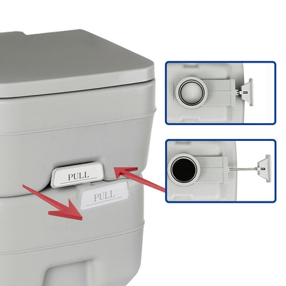 Wallaroo 20L Portable Toilet V240-PTL-MAS-20L-001, Press Flush Pump, Double-Sealed Valve, Durable PE/ABS