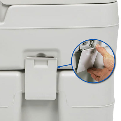 Wallaroo 20L Portable Toilet V240-PTL-MAS-20L-001, Press Flush Pump, Double-Sealed Valve, Durable PE/ABS