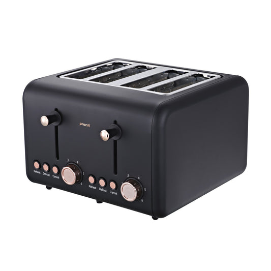 Pronti 4 Slice Toaster Rose Trim Collection - Black - Auzzistore