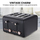 Pronti 4 Slice Toaster Rose Trim Collection - Black – view 2