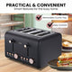 Pronti 4 Slice Toaster Rose Trim Collection - Black – view 6